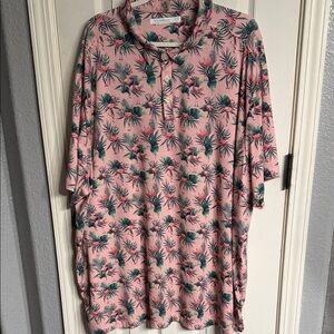 Caribbean Isle Breeze performance pink, flamingos, men’s shirt, golf